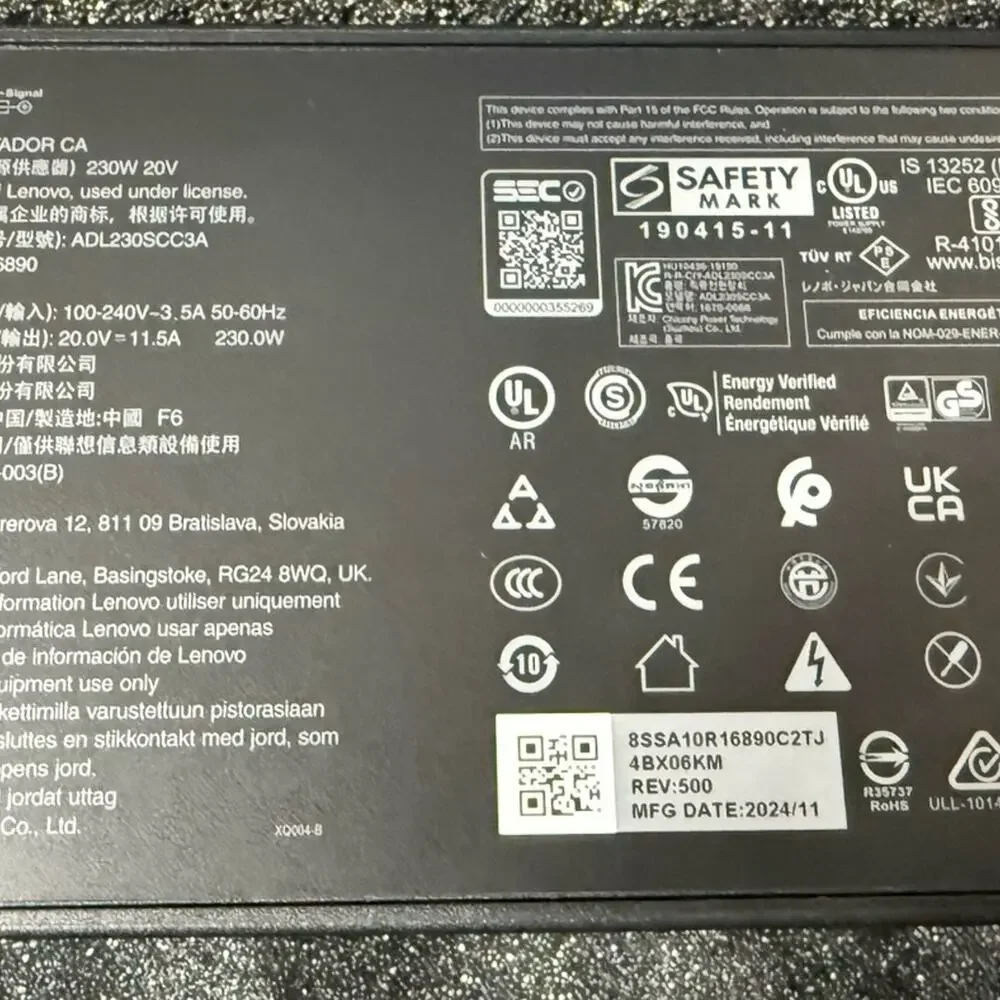 Original 230W ADL230SCC3A ADL230SLC3A AC ADAPTER for Lenovo Legion 5 15IMH05H
